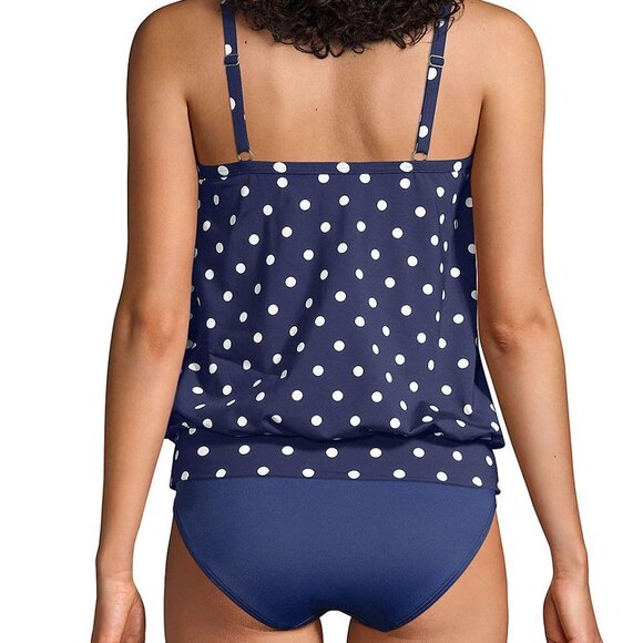 YONIQUE TANKINI SWIMSUIT SET NAVY BLUE WHITE POLKA DOTS SIZE MEDIUM NWT - Picture 2 of 6
